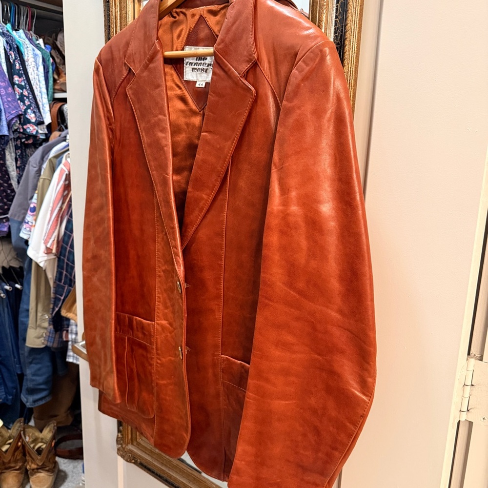 Rust Cognac Leather Jacket 44 - Picture 6 of 6
